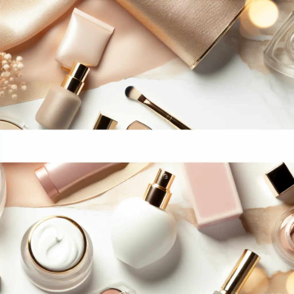 Elegancka aranżacja produktów beauty tworzących luksusową kolekcję