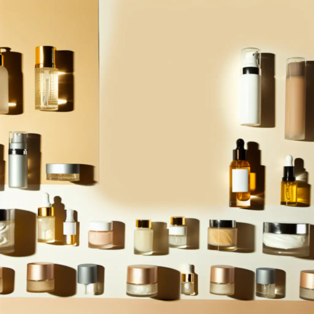 Wyselekcjonowane zestawy pielęgnacyjne z oczyszczaczem, serum i kremem ustawione w spójną kompozycję.