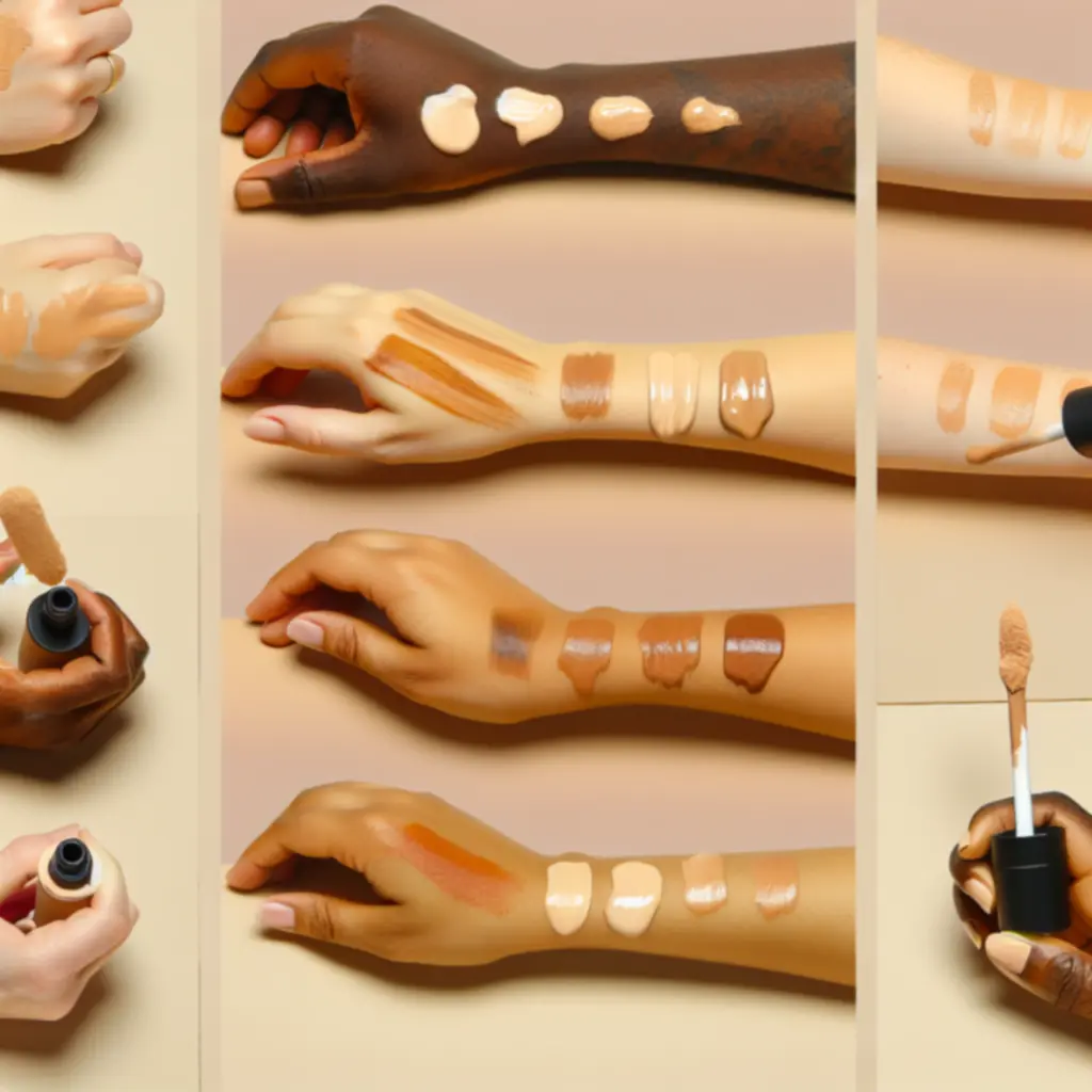 Porównanie odcieni podkładów na beżowym tle