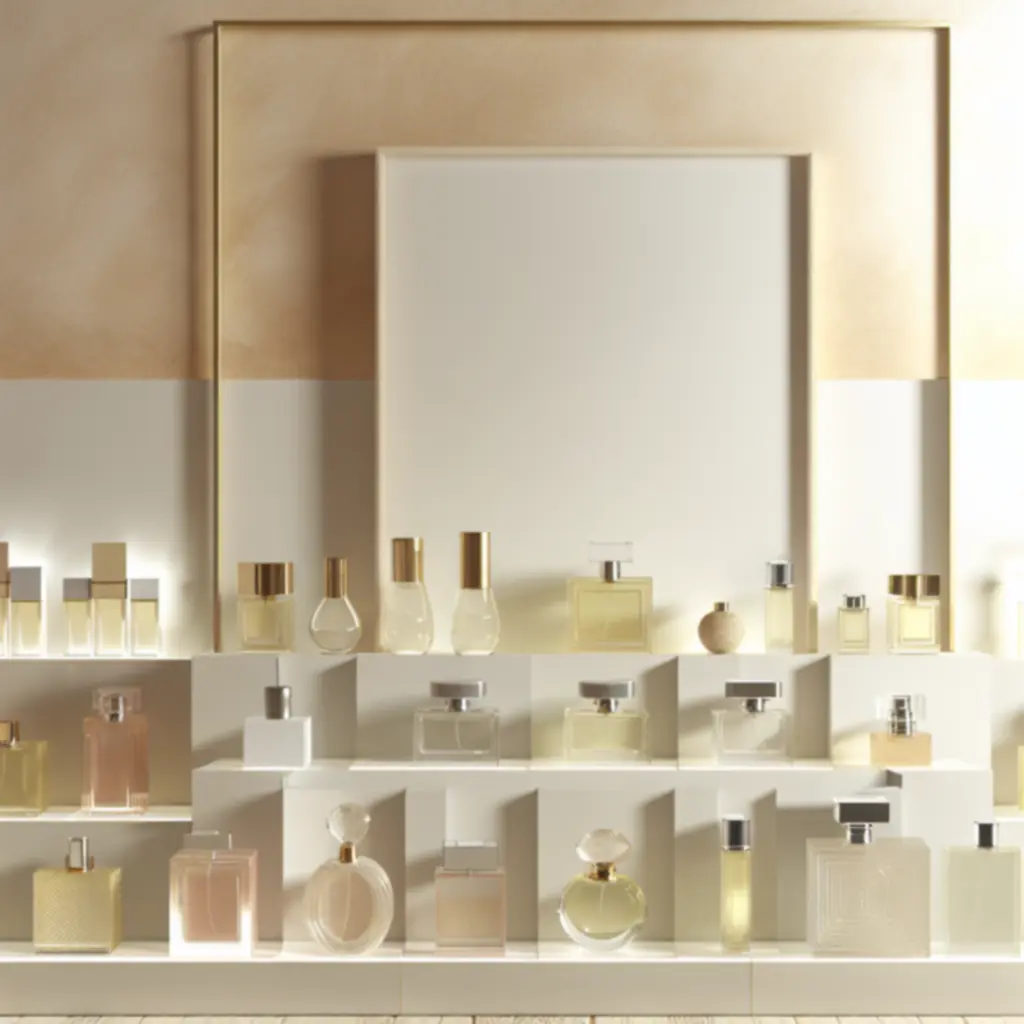 Luksusowa ekspozycja wybranych zapachów w eleganckiej aranżacji