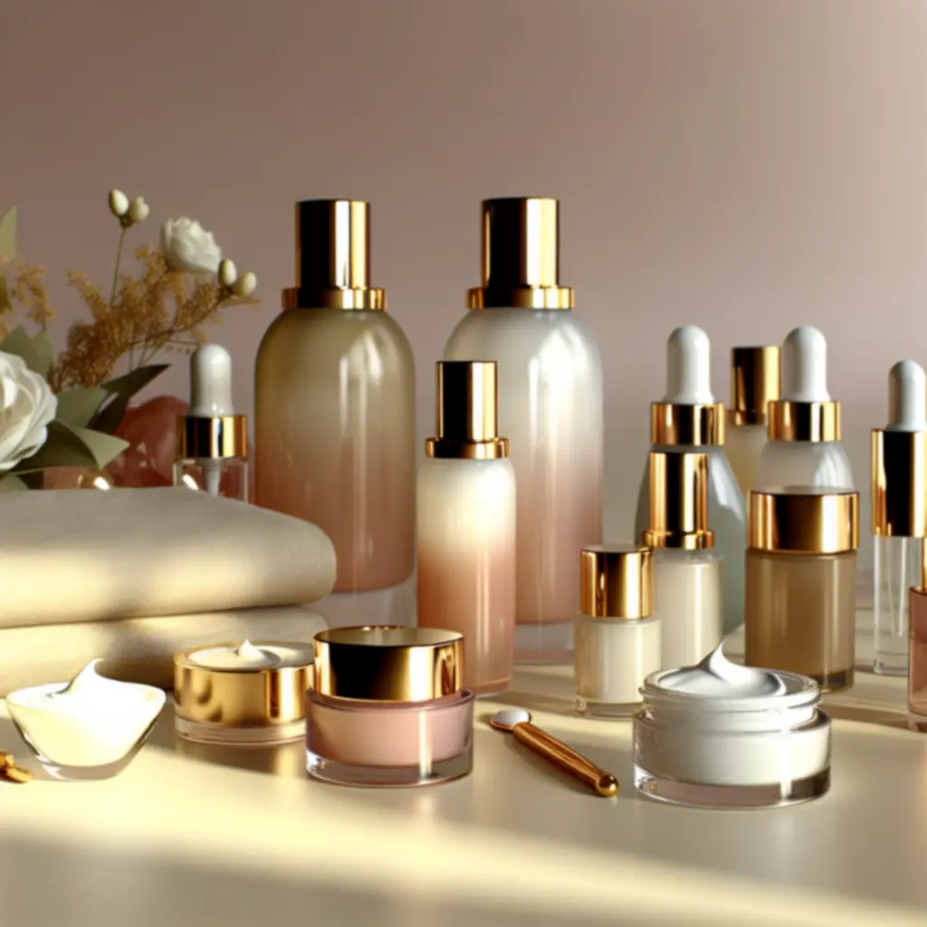 Elegancka ekspozycja luksusowych produktów do pielęgnacji skóry